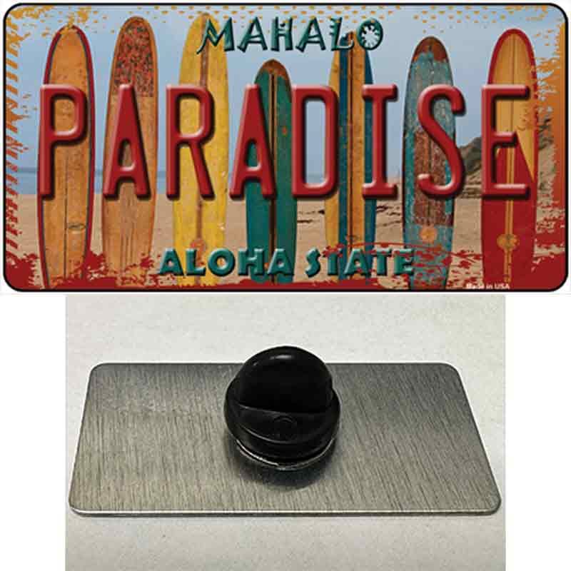 PIN-LP-7833 1.5 x 0.75 in. Paradise Surfboards Hawaii State Novelty Rectangle Metal Hat Pin