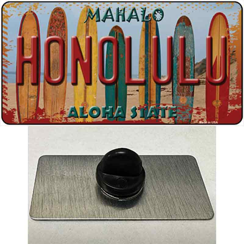 PIN-LP-7834 1.5 x 0.75 in. Honolulu Surfboards Hawaii State Novelty Rectangle Metal Hat Pin