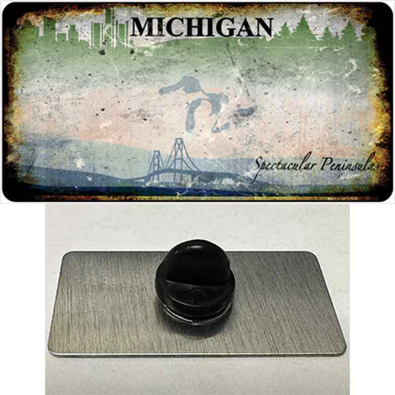 PIN-LP-8196 1.5 x 0.75 in. Michigan Rusty Blank Novelty Rectangle Metal Hat Pin