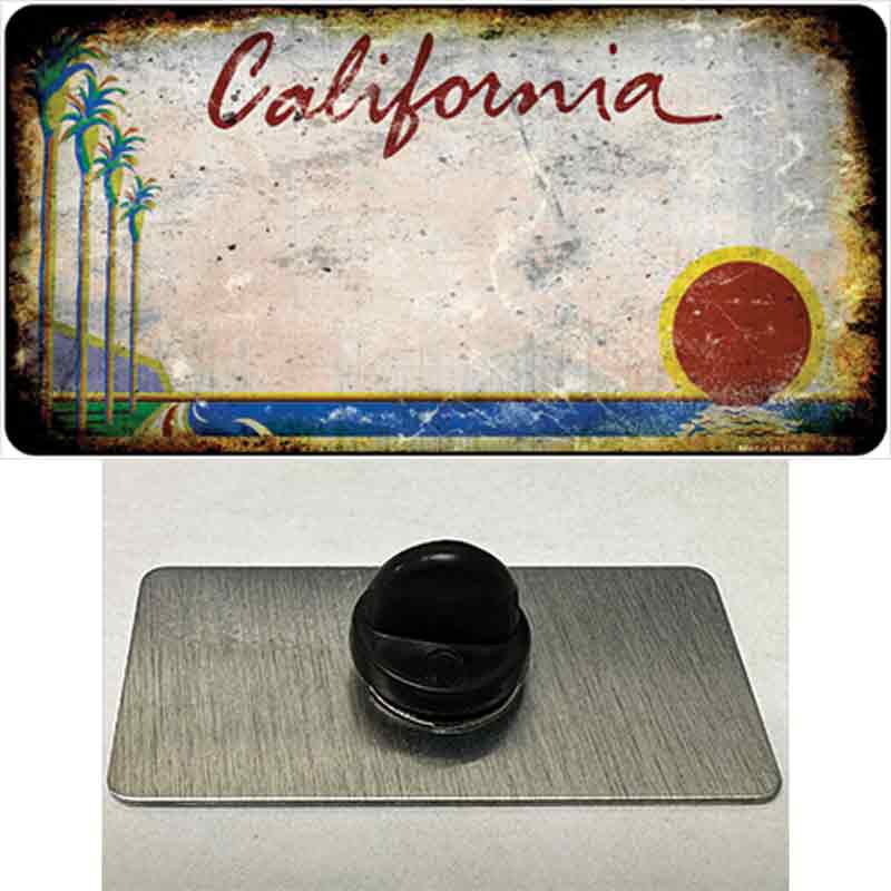 PIN-LP-8198 1.5 x 0.75 in. California Palm Tree Rusty Blank Novelty Rectangle Metal Hat Pin