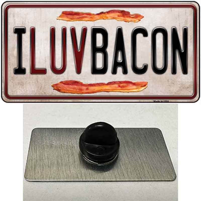 PIN-LP-8700 1.5 x 0.75 in. I Luv Bacon Novelty Rectangle Metal Hat Pin