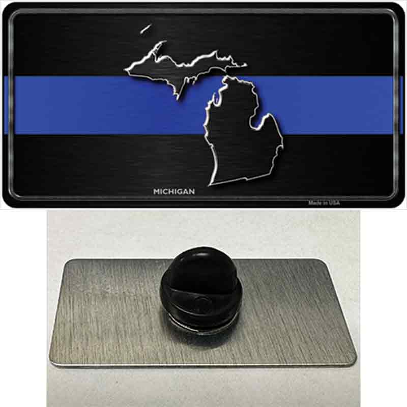 PIN-LP-8904 1.5 x 0.75 in. Michigan Thin Blue Line Novelty Rectangle Metal Hat Pin