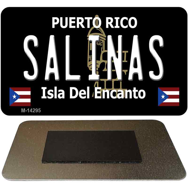 M-14295 3.5 x 2 in. Salinas Puerto Rico Black Novelty Rectangle Metal Magnet