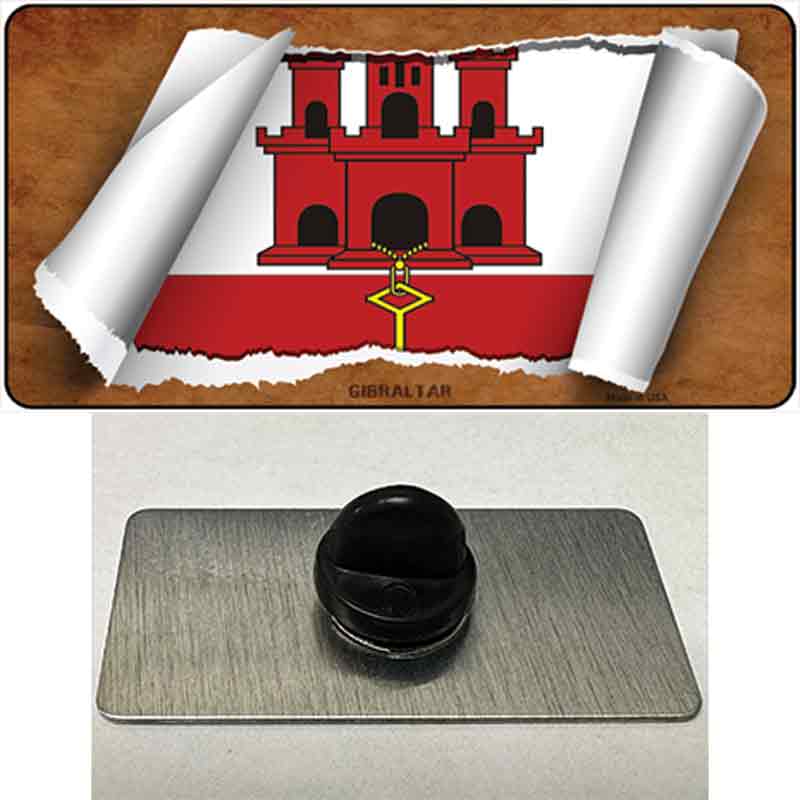 PIN-LP-9183 1.5 x 0.75 in. Gibraltar Flag Scroll Novelty Rectangle Metal Hat Pin