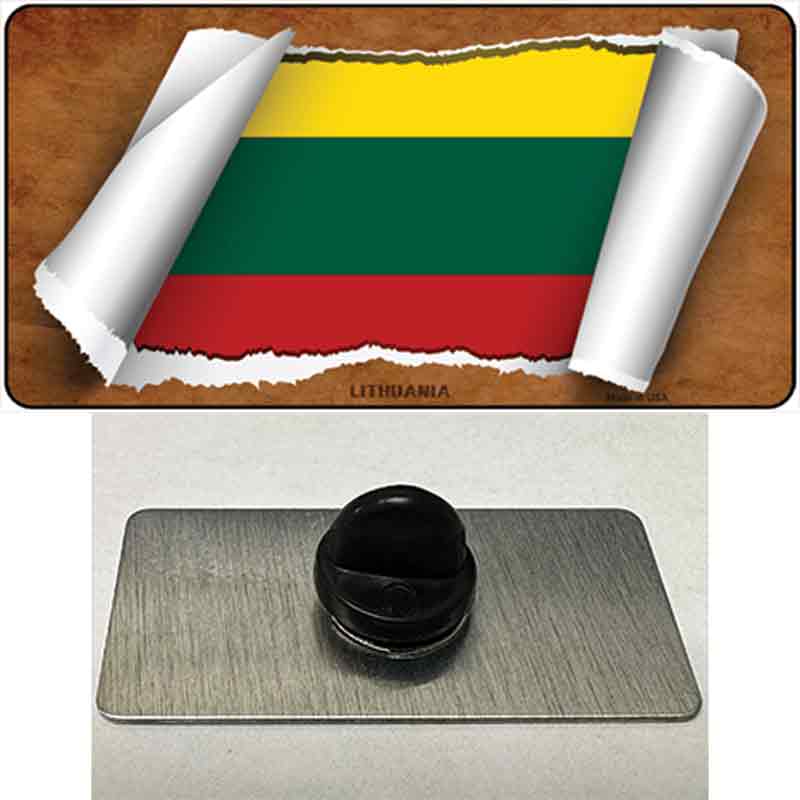 PIN-LP-9221 1.5 x 0.75 in. Lithuania Flag Scroll Novelty Rectangle Metal Hat Pin
