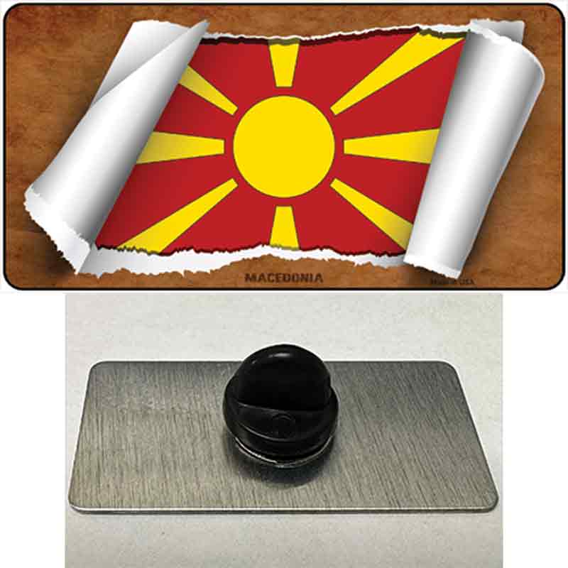 PIN-LP-9224 1.5 x 0.75 in. Macedonia Flag Scroll Novelty Rectangle Metal Hat Pin