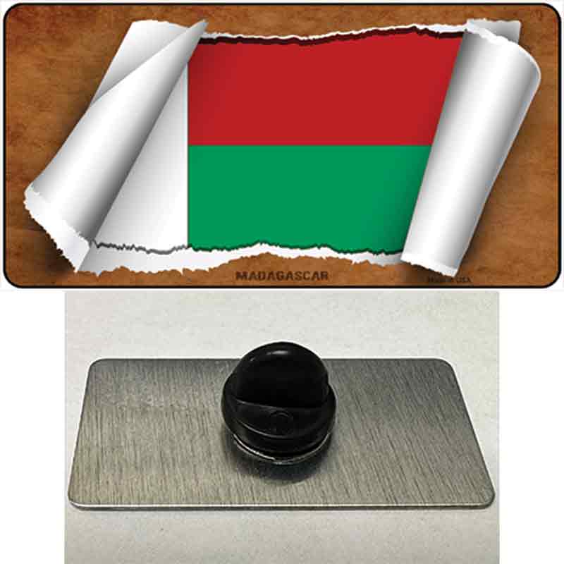 PIN-LP-9227 1.5 x 0.75 in. Madagascar Flag Scroll Novelty Rectangle Metal Hat Pin