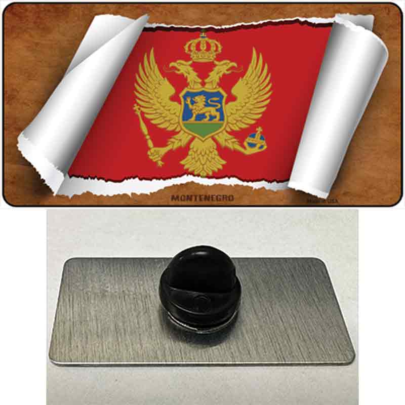 PIN-LP-9239 1.5 x 0.75 in. Montenegro Flag Scroll Novelty Rectangle Metal Hat Pin