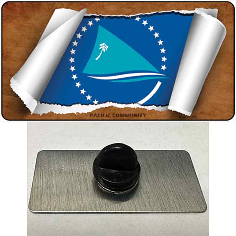 PIN-LP-9261 1.5 x 0.75 in. Pacific Community Flag Scroll Novelty Rectangle Metal Hat Pin