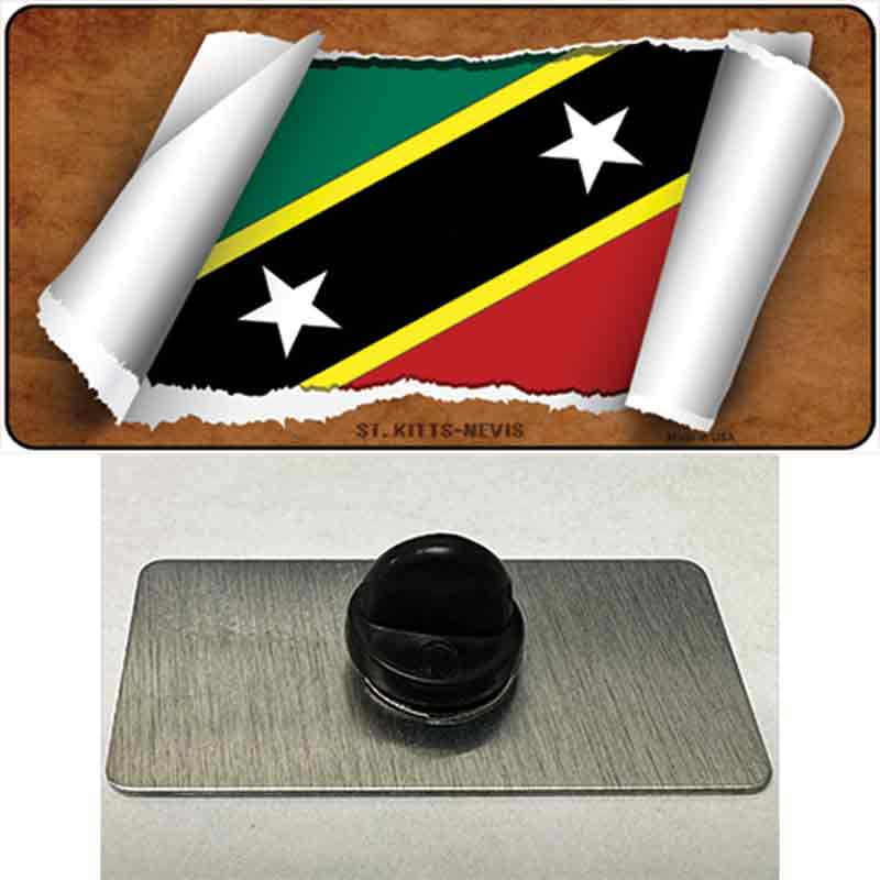 PIN-LP-9289 1.5 x 0.75 in. St Kitts-Nevis Flag Scroll Novelty Rectangle Metal Hat Pin