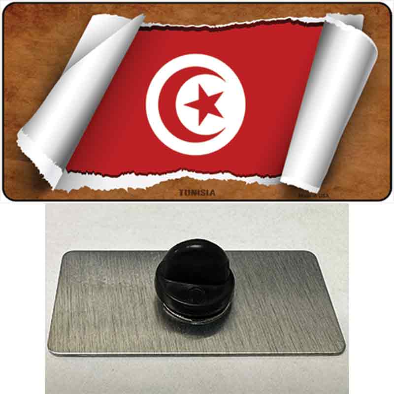 PIN-LP-9302 1.5 x 0.75 in. Tunisia Flag Scroll Novelty Rectangle Metal Hat Pin
