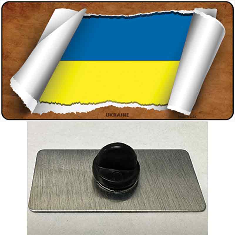PIN-LP-9308 1.5 x 0.75 in. Ukraine Flag Scroll Novelty Rectangle Metal Hat Pin