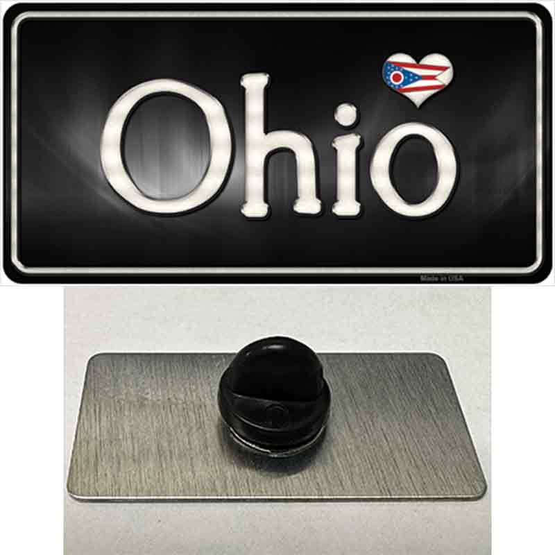 PIN-LP-9473 1.5 x 0.75 in. Ohio Flag Script Novelty Rectangle Metal Hat Pin