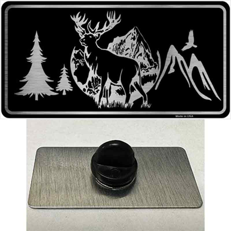 PIN-LPC-1069 1.5 x 0.75 in. Elk Black Brushed Chrome Novelty Rectangle Metal Hat Pin