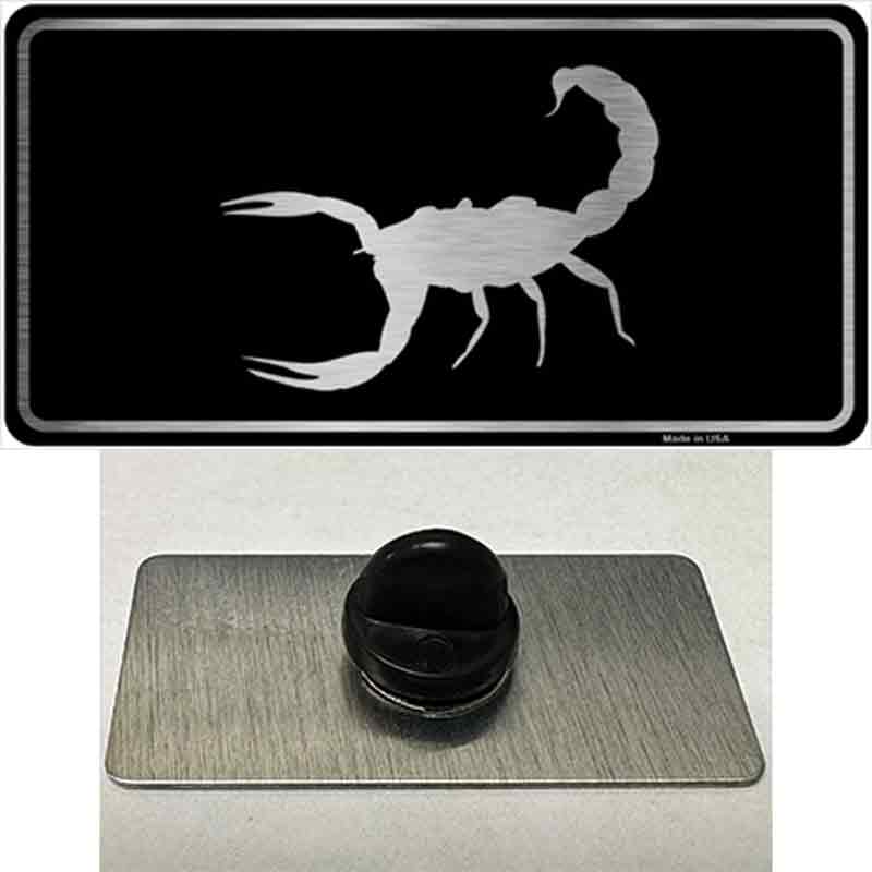 PIN-LPC-1079 1.5 x 0.75 in. Scorpion Black Brushed Chrome Novelty Rectangle Metal Hat Pin