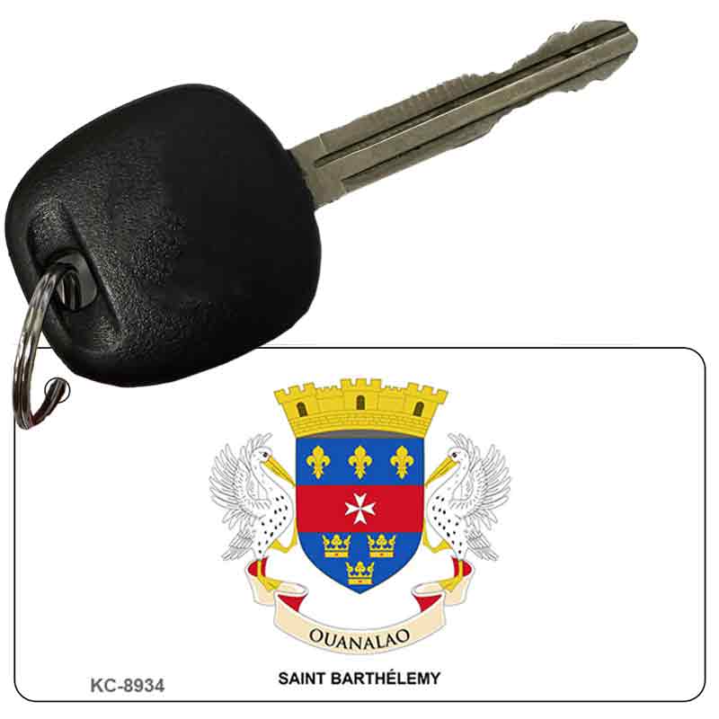 KC-8934 3 x 1.5 in. Saint Barthelemy Flag Novelty Rectangle Metal Key Chain