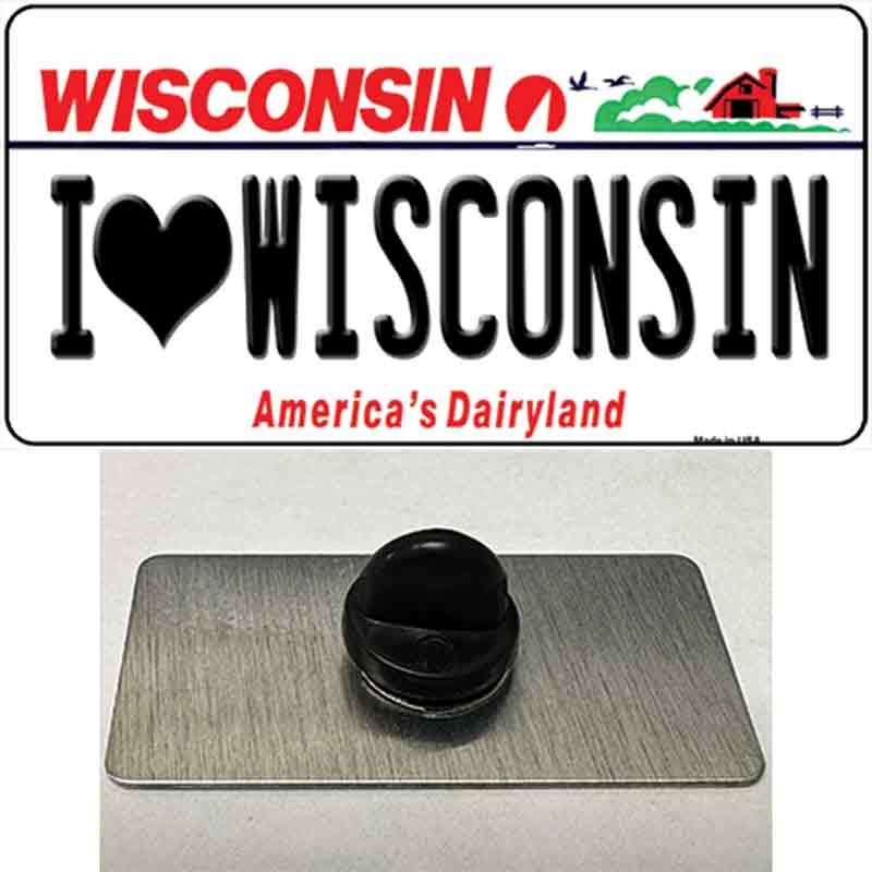 PIN-LP-10609 1.5 x 0.75 in. I Love Wisconsin Novelty Rectangle Metal Hat Pin