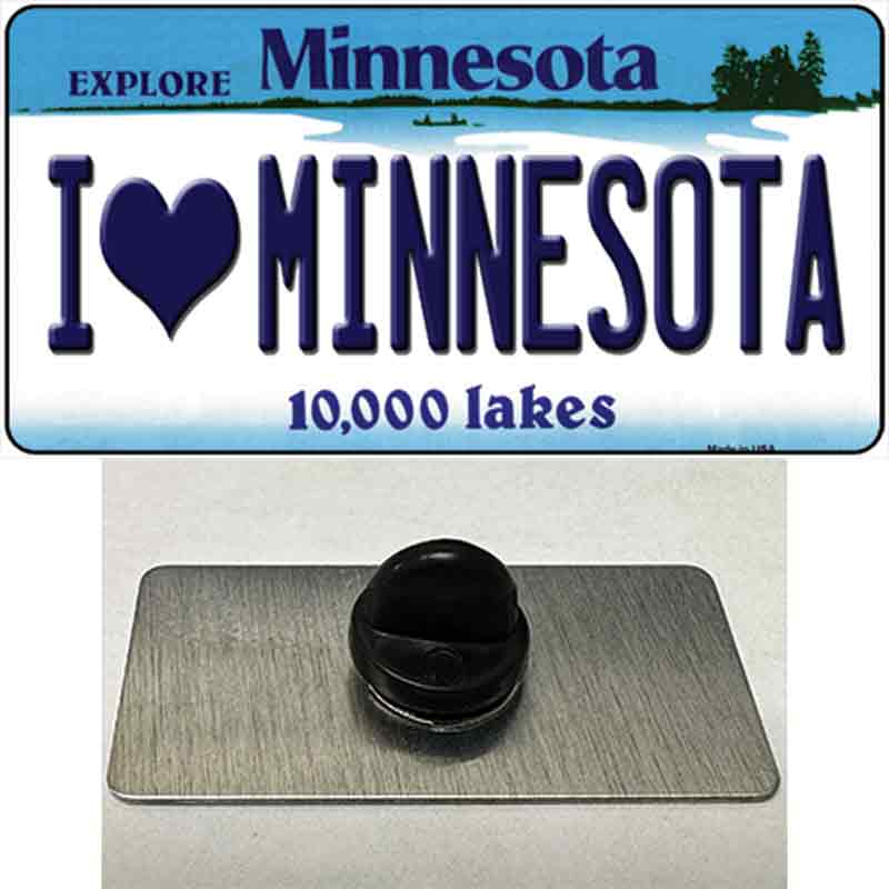 PIN-LP-11034 1.5 x 0.75 in. I Love Minnesota Novelty Rectangle Metal Hat Pin
