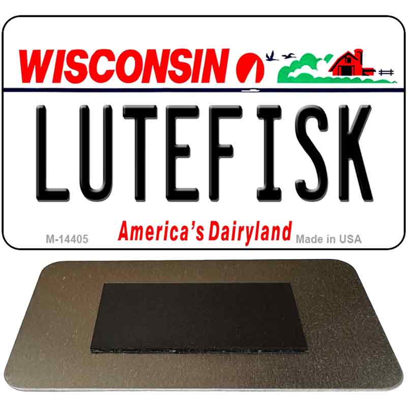 M-14405 3.5 x 2 in. Lutefisk Wisconsin Novelty Rectangle Metal Magnet