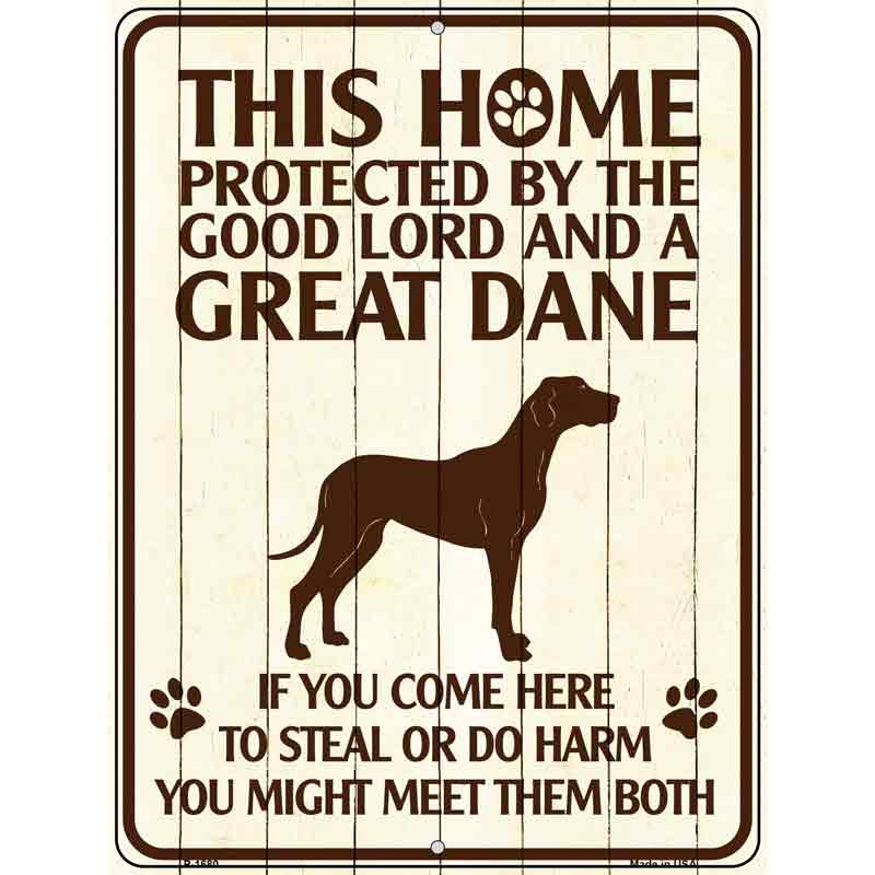 P-1680 9 x 12 in. This Home Protected by A Great Dane Rectangle Metal Novelty Parking Sign