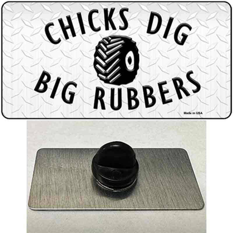 PIN-LP-11705 1.5 x 0.75 in. Chicks Dig Big Rubbers Novelty Rectangle Metal Hat Pin