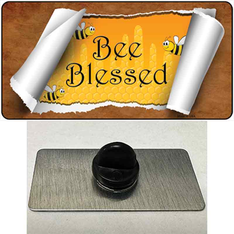 PIN-LP-11724 1.5 x 0.75 in. Bee Blessed Scroll Novelty Rectangle Metal Hat Pin