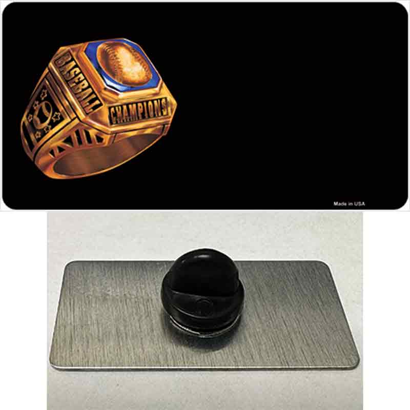 PIN-LP-3756 1.5 x 0.75 in. Baseball Champion Ring Offset Novelty Rectangle Metal Hat Pin