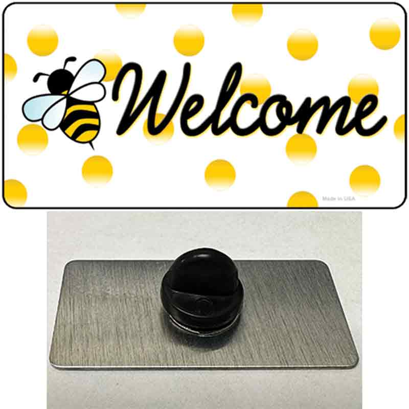 PIN-LP-11721 1.5 x 0.75 in. Welcome Bee Novelty Rectangle Metal Hat Pin