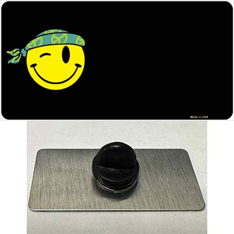 PIN-LP-3863 1.5 x 0.75 in. Winking Peace Smiley Offset Novelty Rectangle Metal Hat Pin