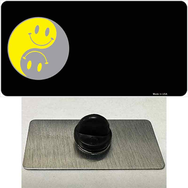 PIN-LP-3865 1.5 x 0.75 in. Yin Yang Smiley Offset Novelty Rectangle Metal Hat Pin