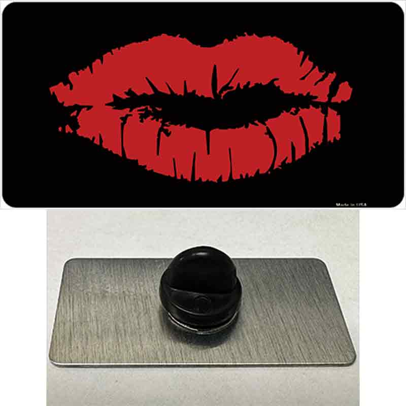 PIN-LP-4184 1.5 x 0.75 in. Full Red Lips Novelty Rectangle Metal Hat Pin
