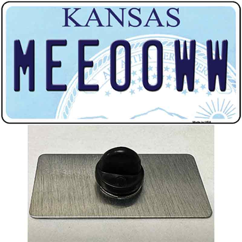 PIN-LP-6643 1.5 x 0.75 in. Meeooww Kansas Novelty Rectangle Metal Hat Pin