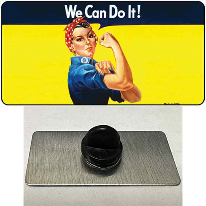 PIN-LP-12140 1.5 x 0.75 in. We Can Do It Novelty Rectangle Metal Hat Pin