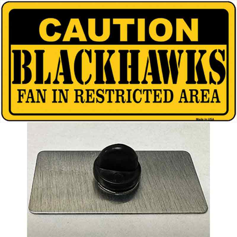 PIN-LP-2671 1.5 x 0.75 in. Caution Blackhawks Novelty Rectangle Metal Hat Pin