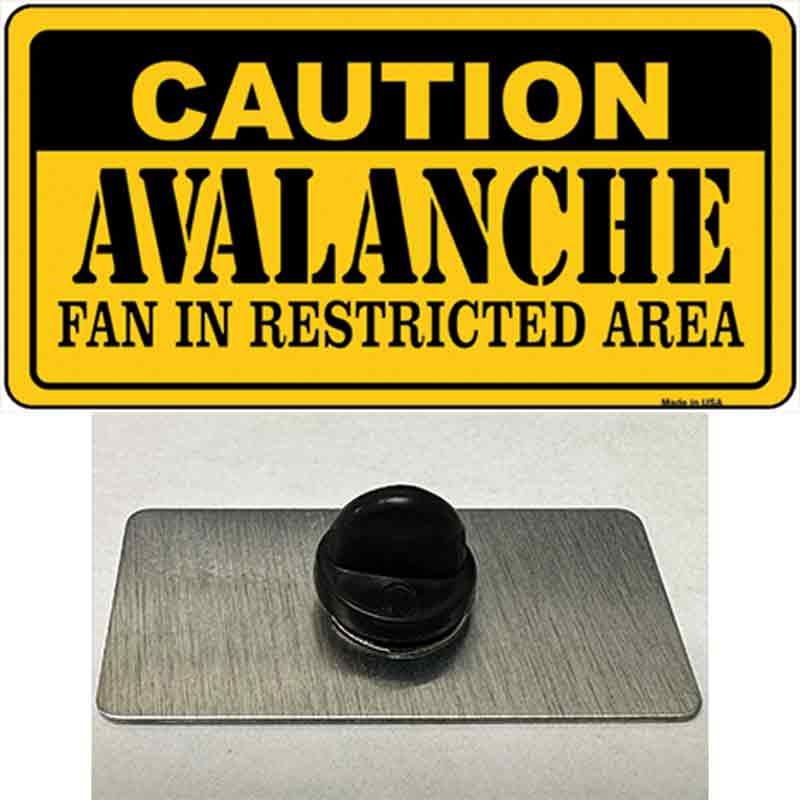 PIN-LP-2672 1.5 x 0.75 in. Caution Avalanche Novelty Rectangle Metal Hat Pin