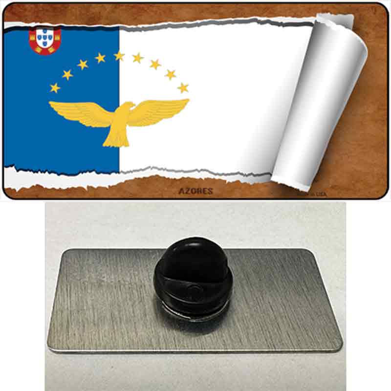 PIN-LP-9131 1.5 x 0.75 in. Azores Flag Scroll Novelty Rectangle Metal Hat Pin