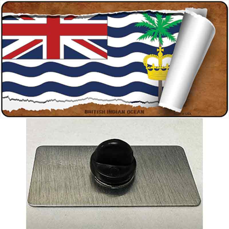 PIN-LP-9142 1.5 x 0.75 in. British Indian Ocean Flag Scroll Novelty Rectangle Metal Hat Pin