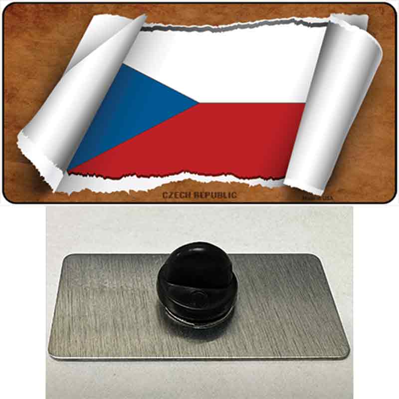 PIN-LP-9159 1.5 x 0.75 in. Czech Republic Flag Scroll Novelty Rectangle Metal Hat Pin