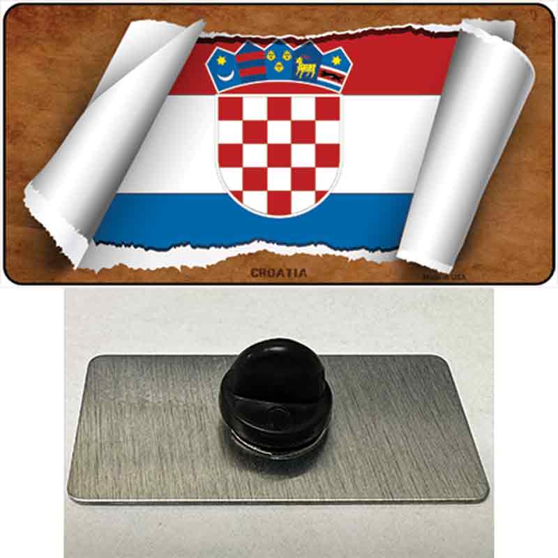 PIN-LP-9165 1.5 x 0.75 in. Croatia Flag Scroll Novelty Rectangle Metal Hat Pin