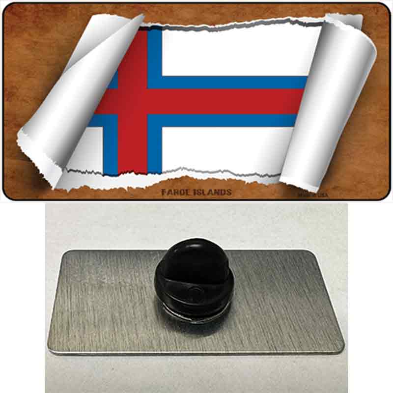 PIN-LP-9178 1.5 x 0.75 in. Faroe Islands Flag Scroll Novelty Rectangle Metal Hat Pin