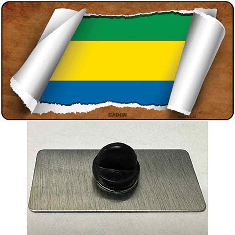 PIN-LP-9181 1.5 x 0.75 in. Gabon Flag Scroll Novelty Rectangle Metal Hat Pin