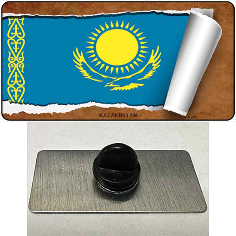 PIN-LP-9203 1.5 x 0.75 in. Kasakhstan Flag Scroll Novelty Rectangle Metal Hat Pin