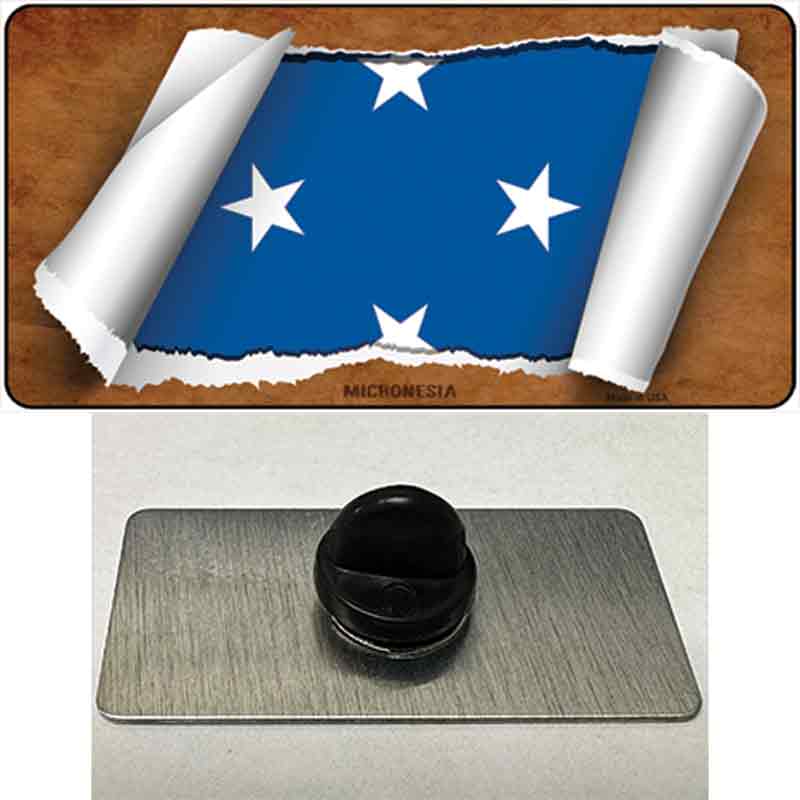 PIN-LP-9212 1.5 x 0.75 in. Micronesia Flag Scroll Novelty Rectangle Metal Hat Pin