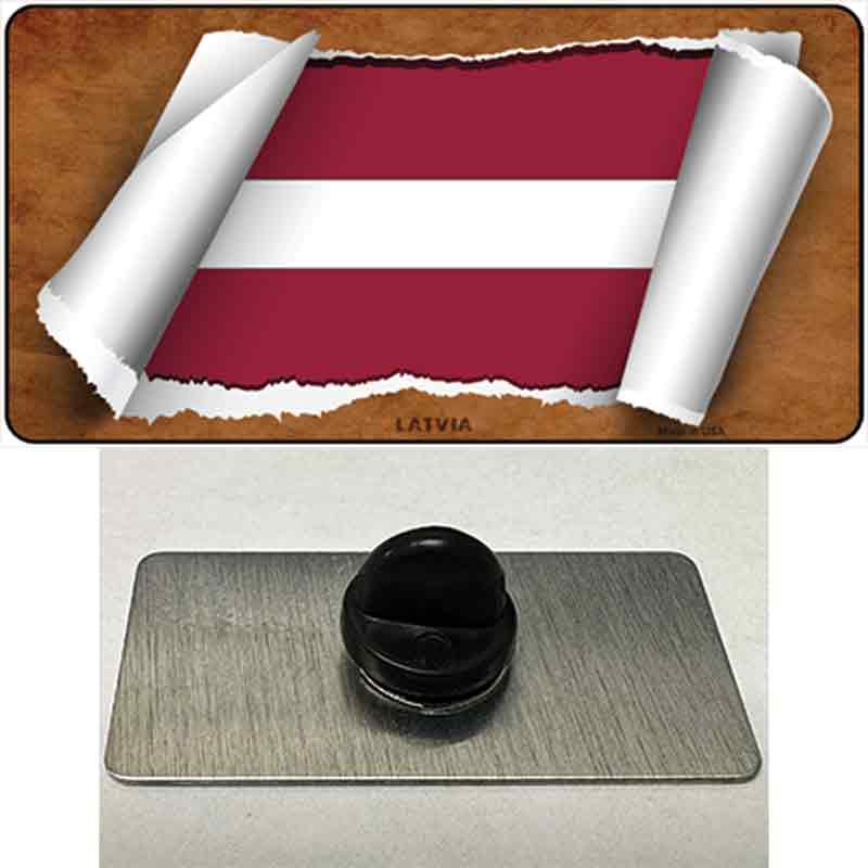 PIN-LP-9214 1.5 x 0.75 in. Latvia Flag Scroll Novelty Rectangle Metal Hat Pin