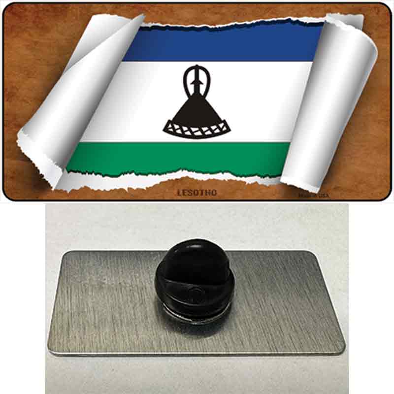 PIN-LP-9217 1.5 x 0.75 in. Lesotho Flag Scroll Novelty Rectangle Metal Hat Pin