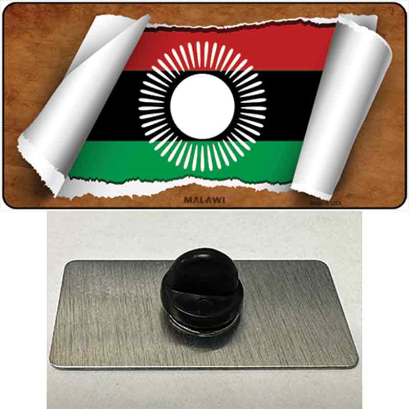 PIN-LP-9229 1.5 x 0.75 in. Malawi Flag Scroll Novelty Rectangle Metal Hat Pin