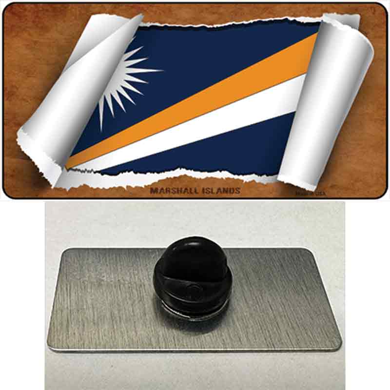 PIN-LP-9234 1.5 x 0.75 in. Marshall Islands Flag Scroll Novelty Rectangle Metal Hat Pin