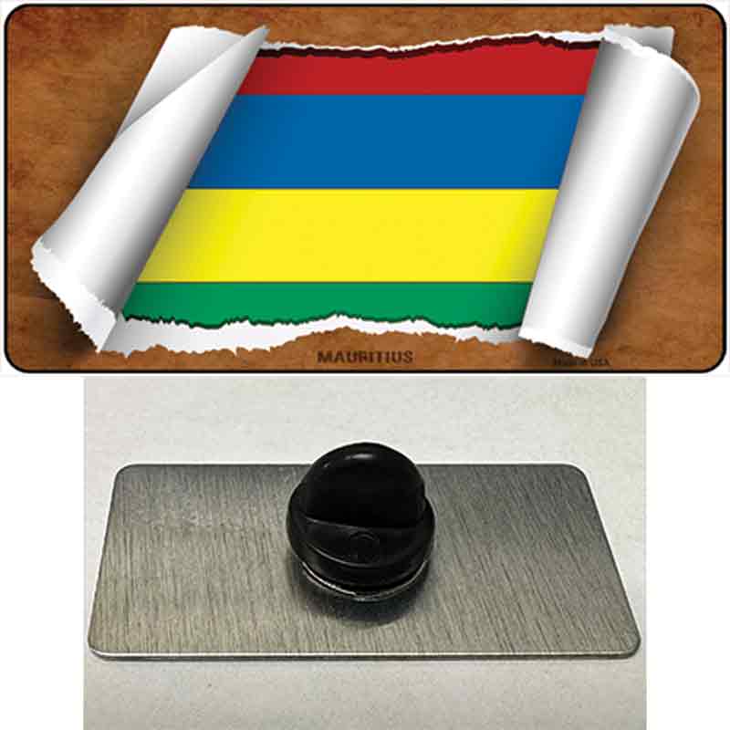 PIN-LP-9236 1.5 x 0.75 in. Mauritius Flag Scroll Novelty Rectangle Metal Hat Pin