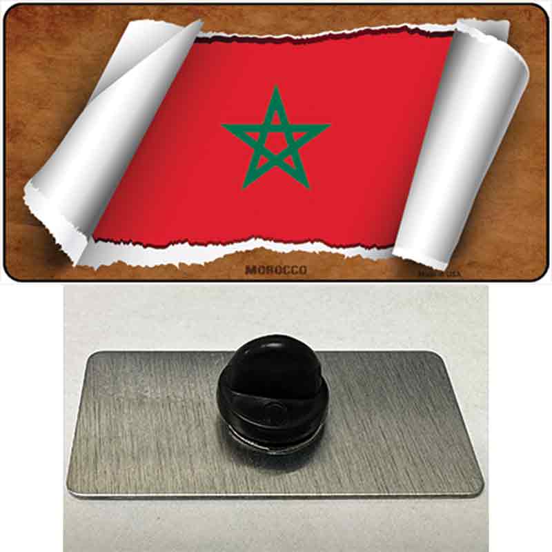 PIN-LP-9241 1.5 x 0.75 in. Morocco Flag Scroll Novelty Rectangle Metal Hat Pin