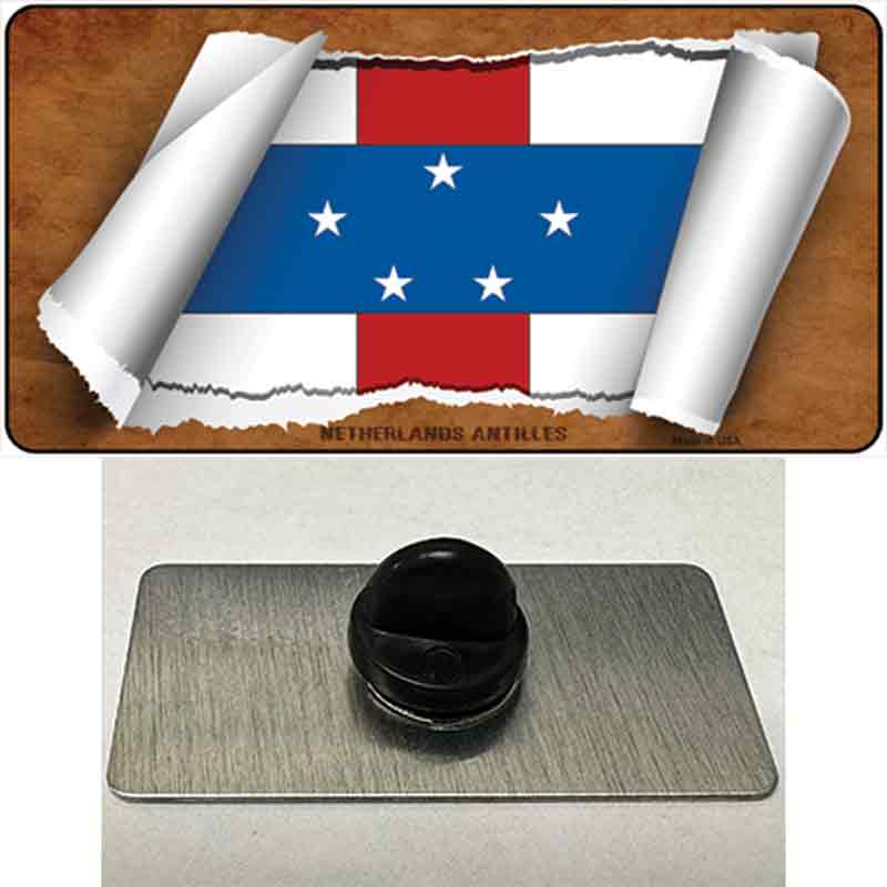 PIN-LP-9249 1.5 x 0.75 in. Netherlands Antilles Flag Scroll Novelty Rectangle Metal Hat Pin
